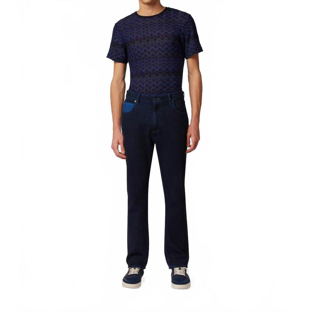 NEW MISSONI five-pocket denim trousers with embroidered logo in blue
